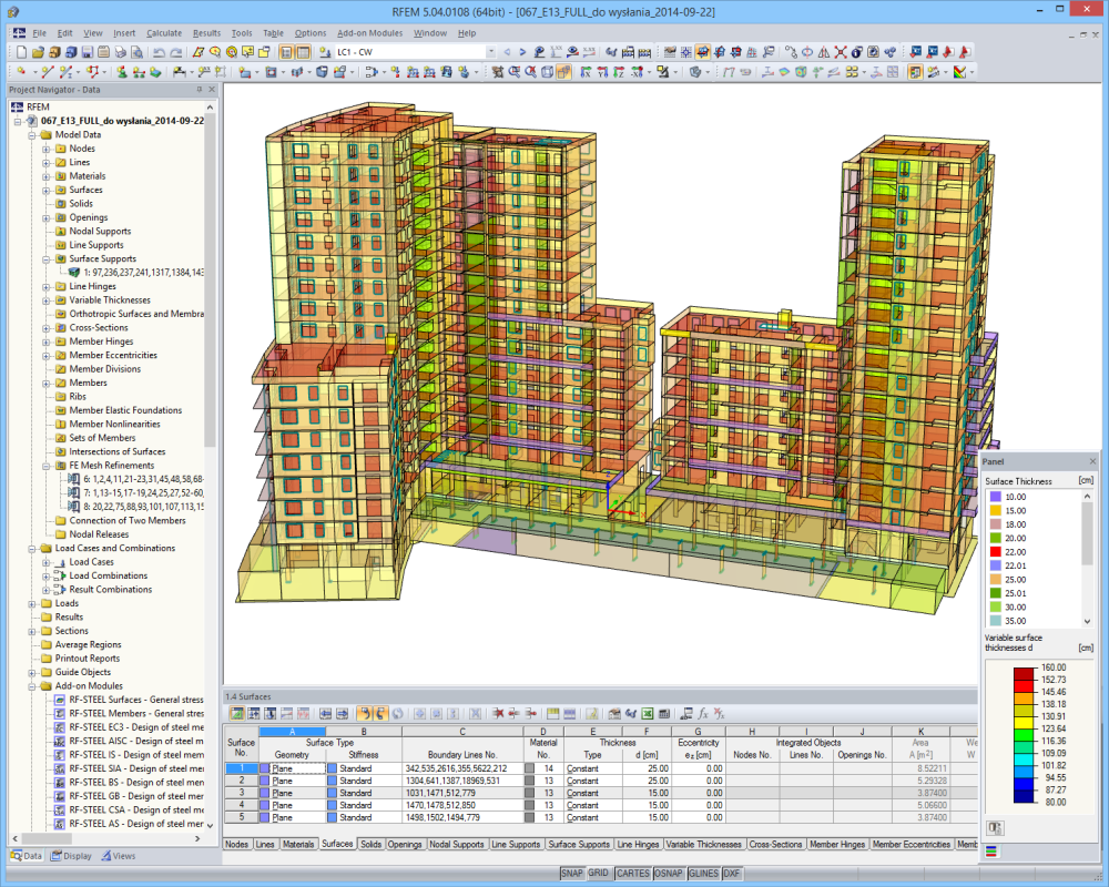 Complexo residencial com garagem subterrânea e zonas comerciais | Projeto realizado com o RFEM pela MGM Konstrukcje Inżynierskie s.c. Cracóvia, Polónia | www.mgm-ki.pl