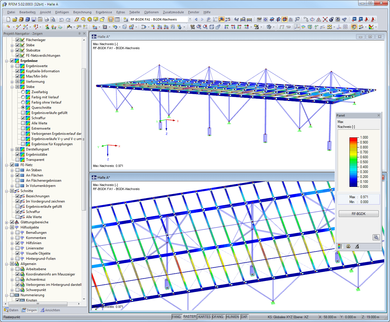 Visualização gráfica dos resultados no RFEM