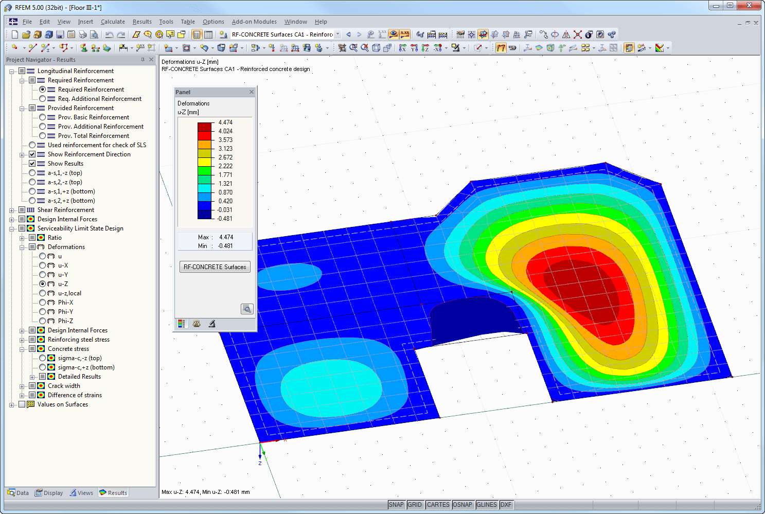 Gráfico de deformação no RFEM