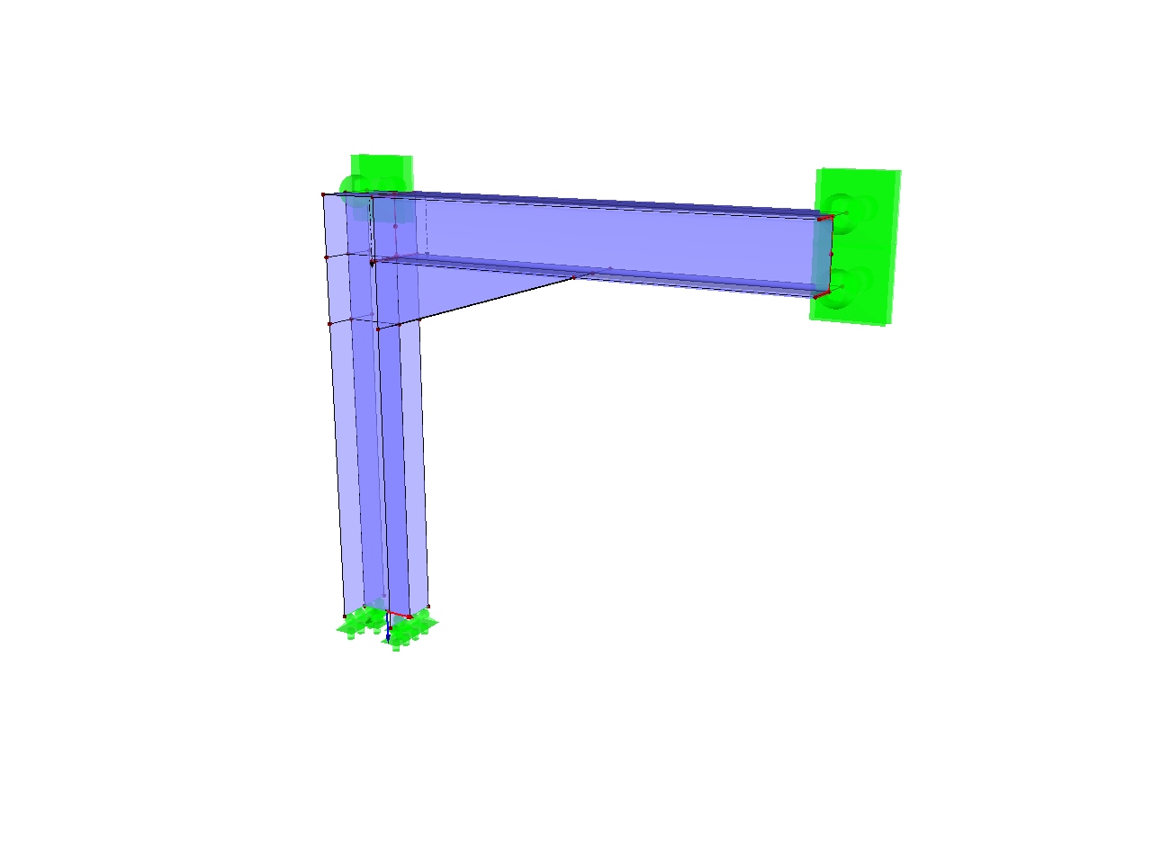 Modelo do RFEM de uma ligação de pórtico
