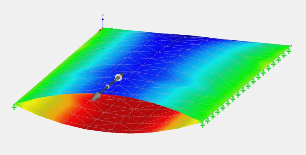 Simulação de almofadas de folhas insufladas com ar no RFEM