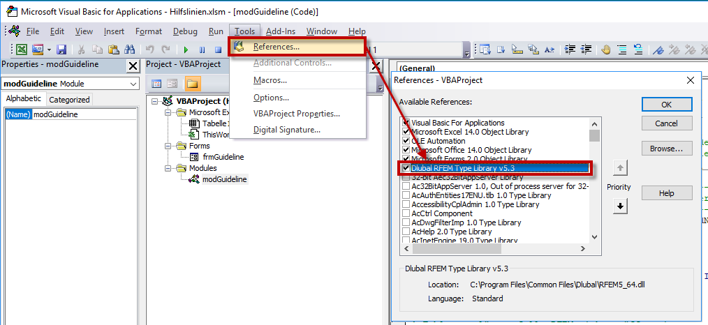 Integrar Dlubal RFEM Type Library