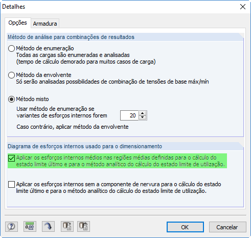 Ativação de esforços internos médios no RF-CONCRETE Surfaces