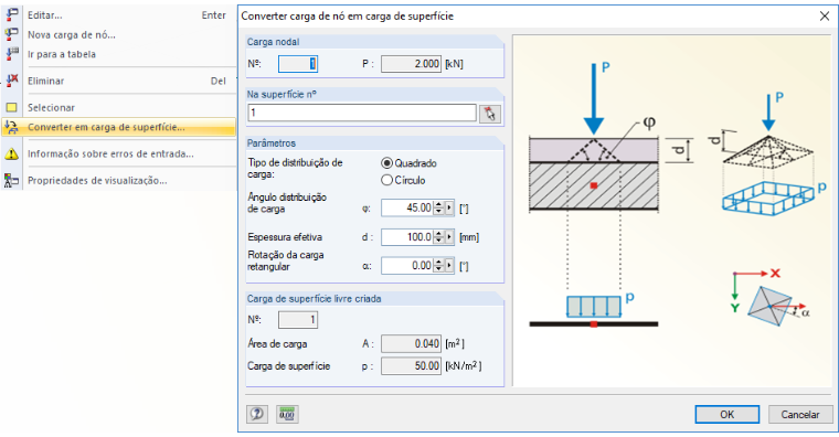 Converter carga nodal em carga de superfície