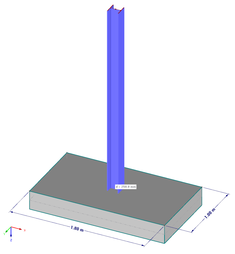 Dimensões da placa de fundação no RFEM