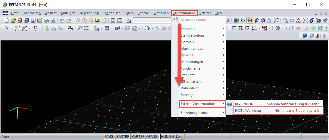 Ferramenta EXCEL criada pelo próprio no RFEM