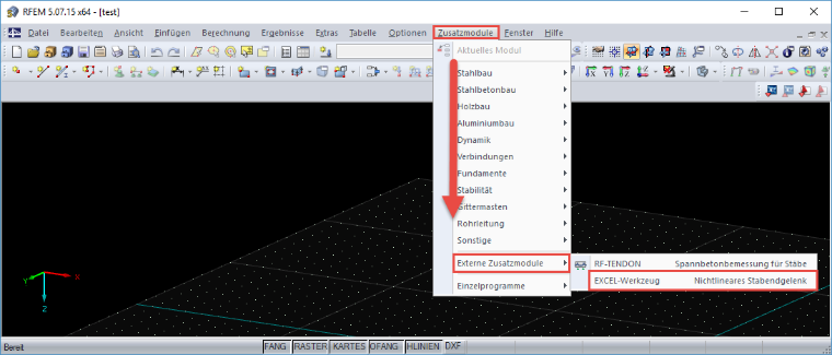 Ferramenta EXCEL criada pelo próprio no RFEM