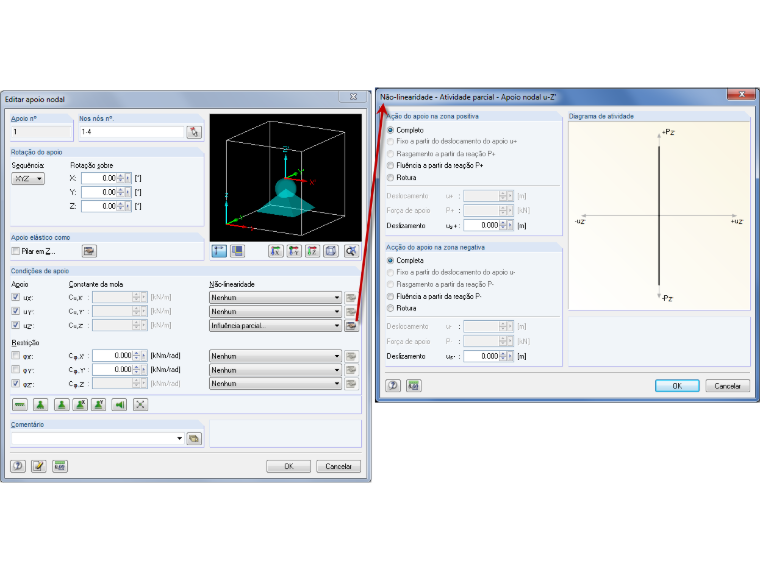 Opções alargadas para a definição do apoio no RFEM 5