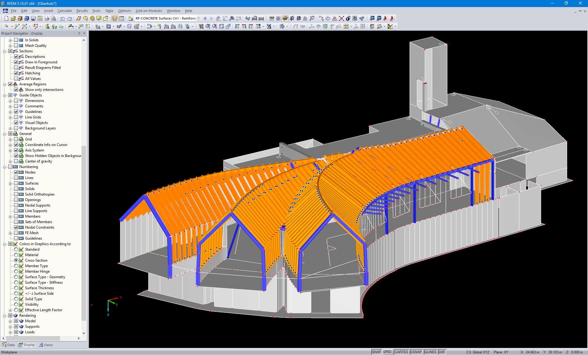 Modelo em 3D de refúgio alpino no RFEM
