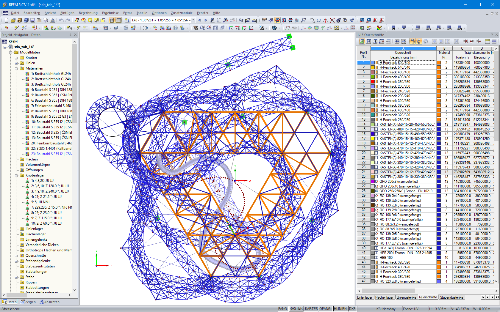 Modelo RFEM do Sky Walk – vista superior