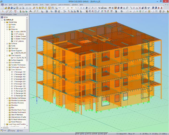 Modelo do complexo residencial B no RFEM (© Rubner)