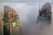 Baku Flame Towers, torre de hotel e de escritórios durante a construção (© Werner Sobek Stuttgart)