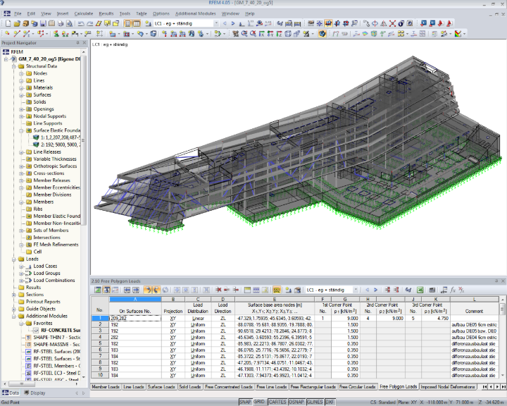 Modelo de cálculo do elemento 1 no RFEM (© www.werkraum.com)