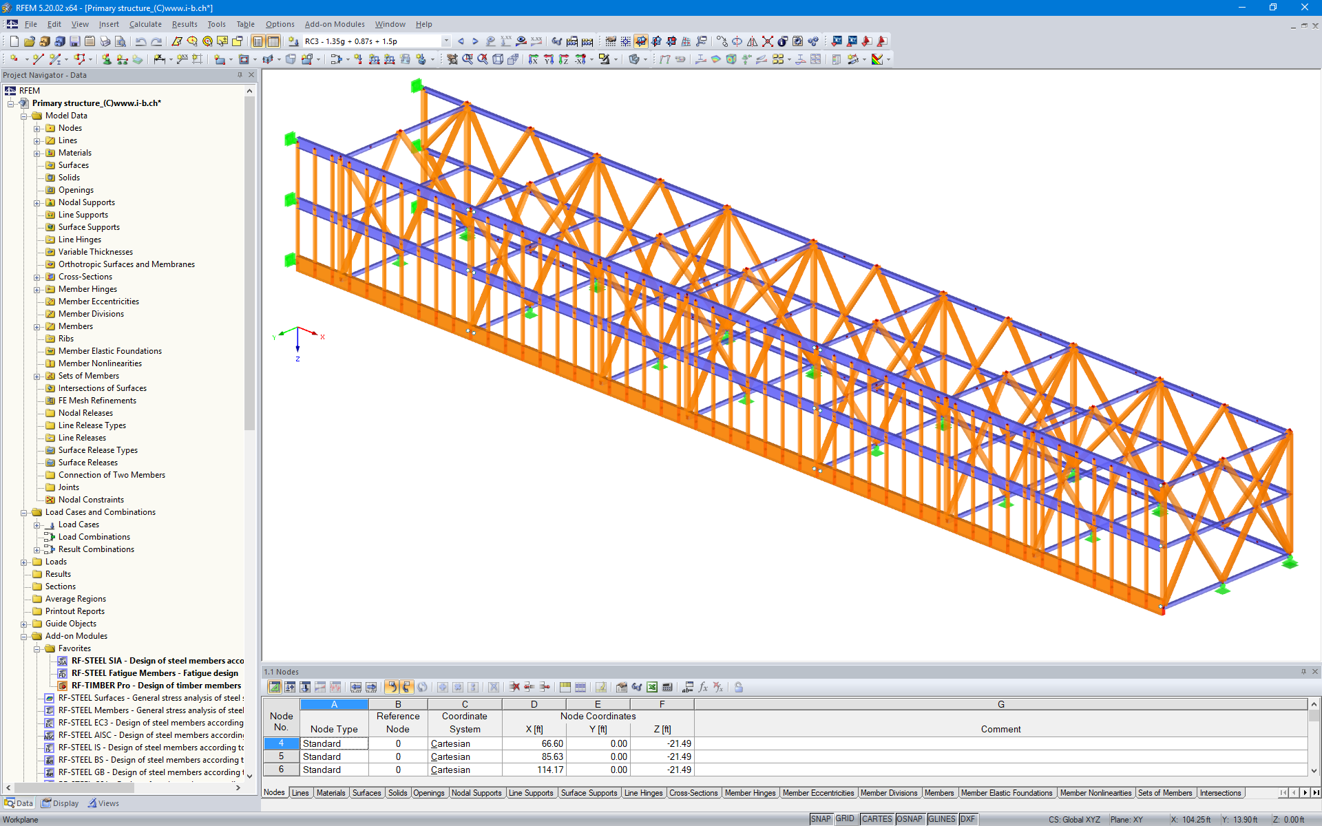 Modelo RFEM da construção de vigas treliçadas de dois andares (© Indermühle Bauingenieure)