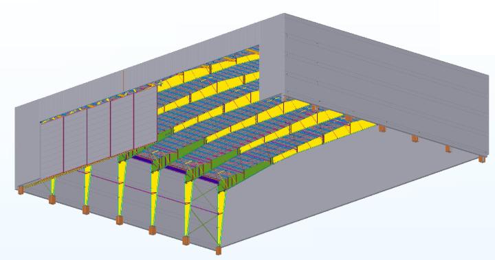 Modelo do hangar no Tekla (© Metalúrgica Vera S.R.L.)