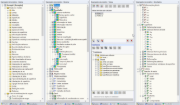 Separadores "Dados", "Mostrar", "Vistas" e "Resultados" do navegador de projetos