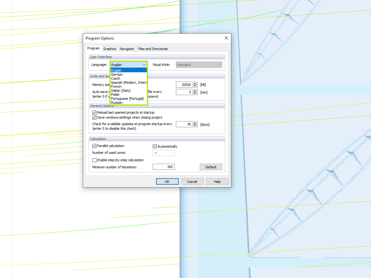 Interface do RWIND Simulation disponível em 9 idiomas