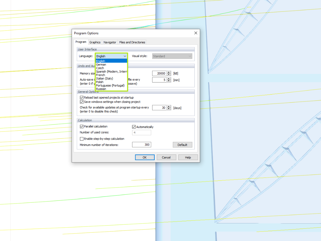 Interface do RWIND Simulation disponível em 9 idiomas