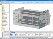 Edifício A do centro da aldeia no RFEM (© Dipl.-Ing. Rainer Zangerle)