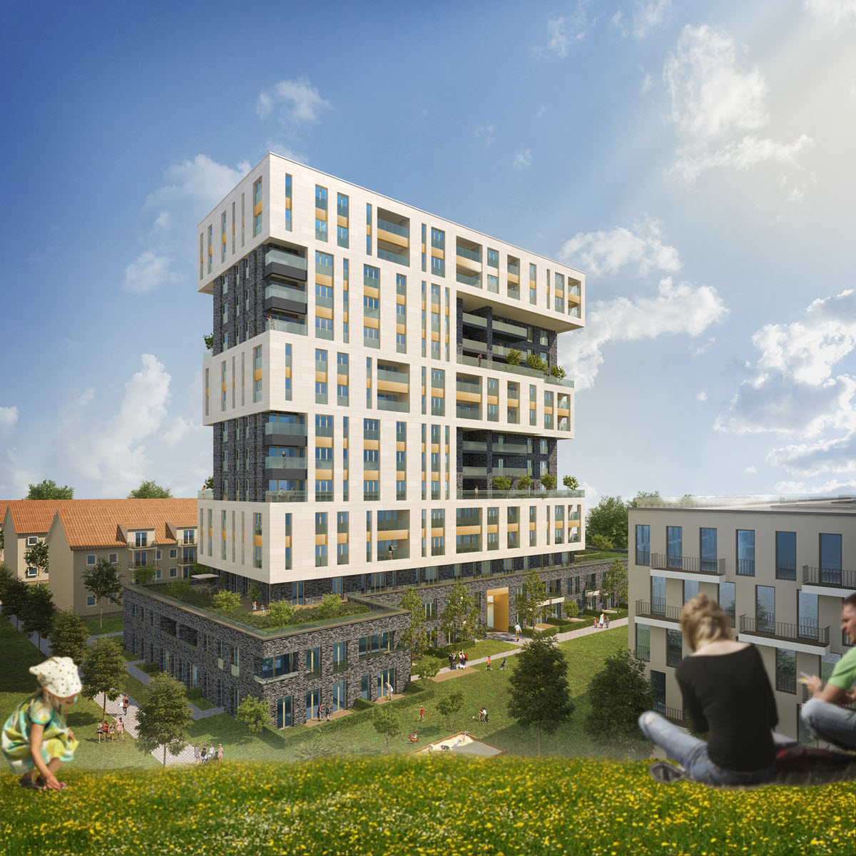 Renderização da torre residencial | Vista 2 ( © AS+P Albert Speer + Partner GmbH | Visualização: Architektur-Computergrafik B. C. Horvath)