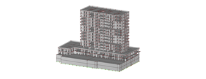 Modelo da torre residencial no RFEM (© bauart Konstruktions GmbH & Co. KG)