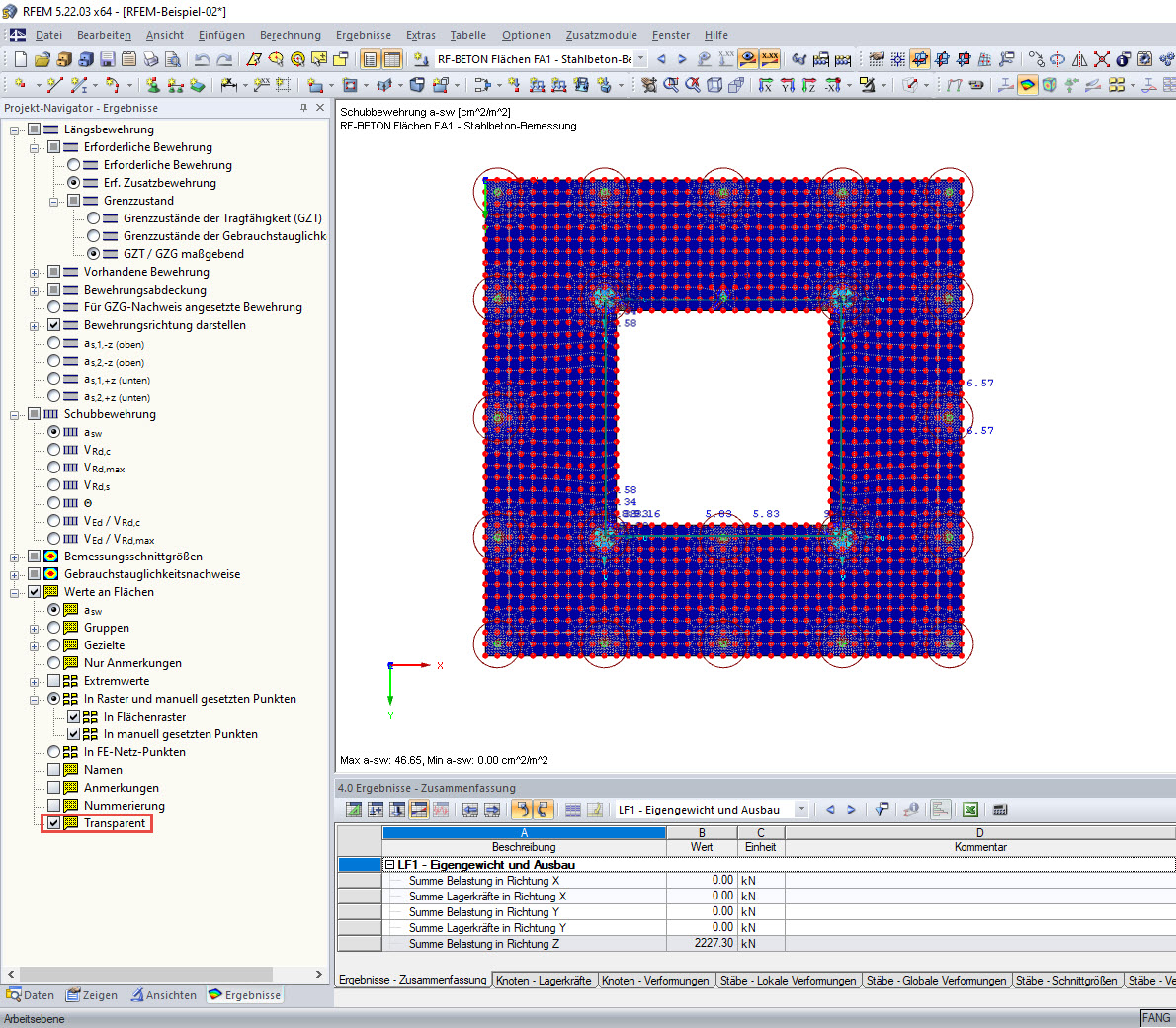 RF -CONCRETE Surfaces - Resultados em pontos de grelha