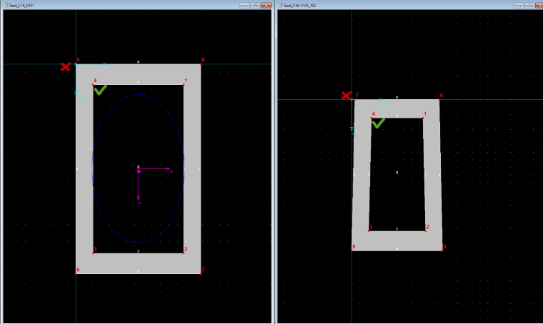 Disposição dos nós na secção