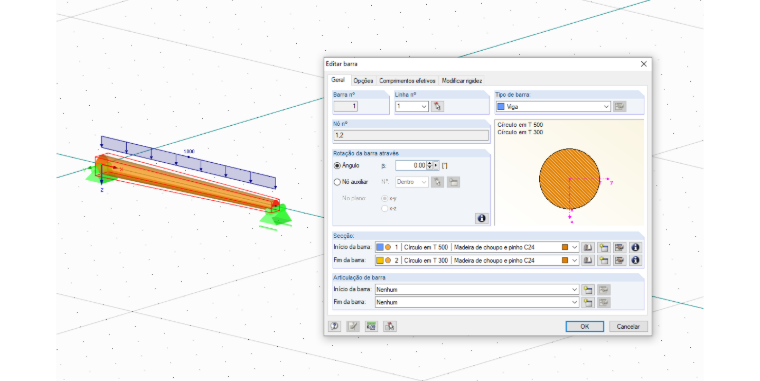 Dimensionamento de troncos no RFEM