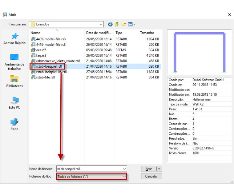 Abrir um ficheiro do RSTAB 8 no RSTAB 7
