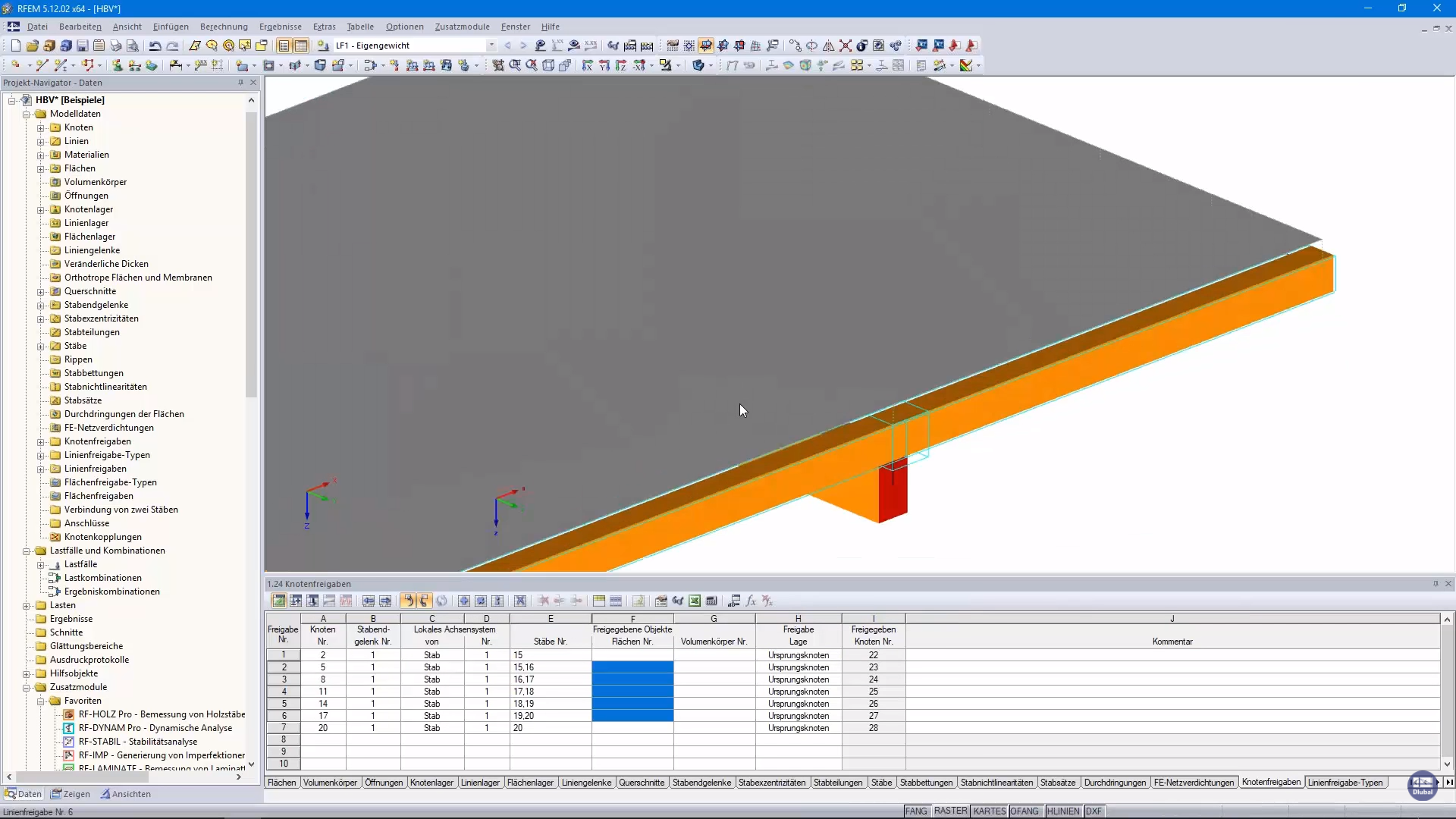 Teto misto de madeira e betão no RFEM