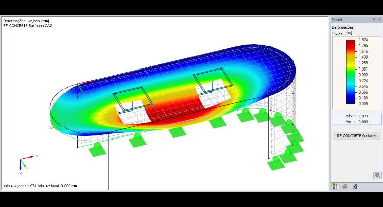 Deformações calculadas pelo RF-CONCRETE Deflect
