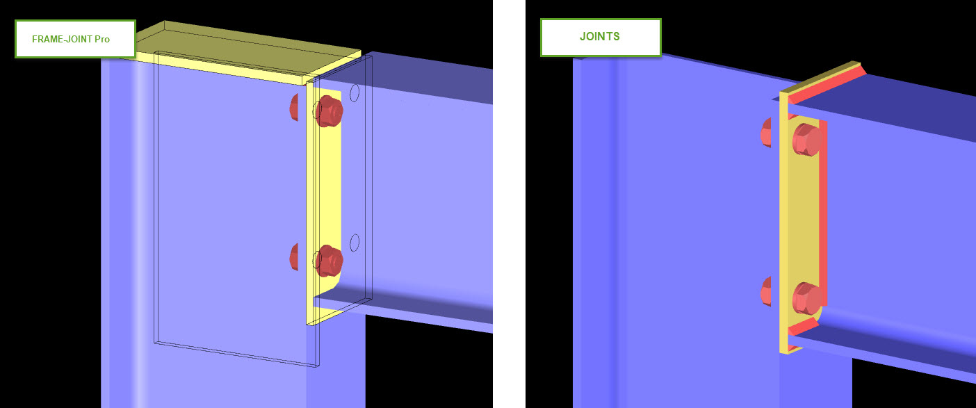 Comparação de FRAME JOINT Pro/JOINTS. A placa de extremidade pode ser removida ao utilizar o JOINTS.