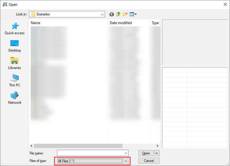 Caixa de diálogo Abrir com configuração do tipo de ficheiro no RSTAB 7