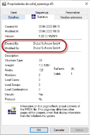 Propriedades do ficheiro no Windows
