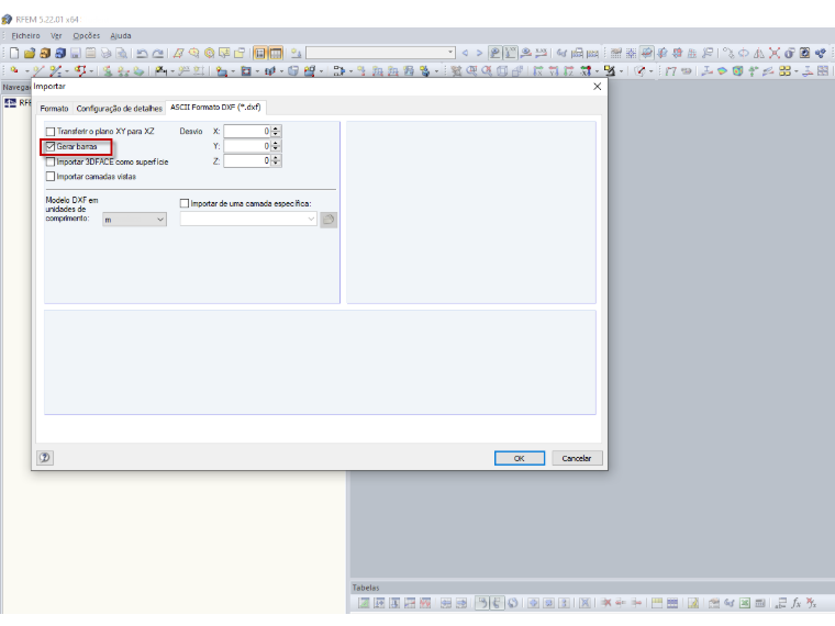 Caixa de diálogo Importar, separador ASCII formato DXF (*.dxf)