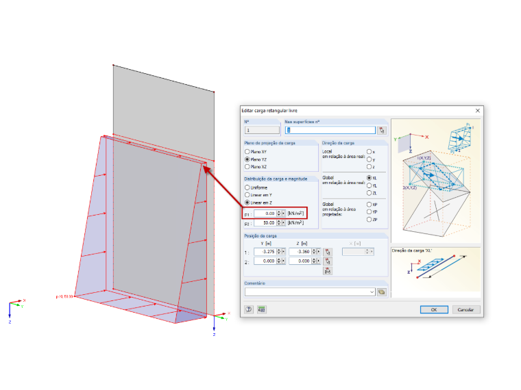 Distribuição de carga variável linearmente