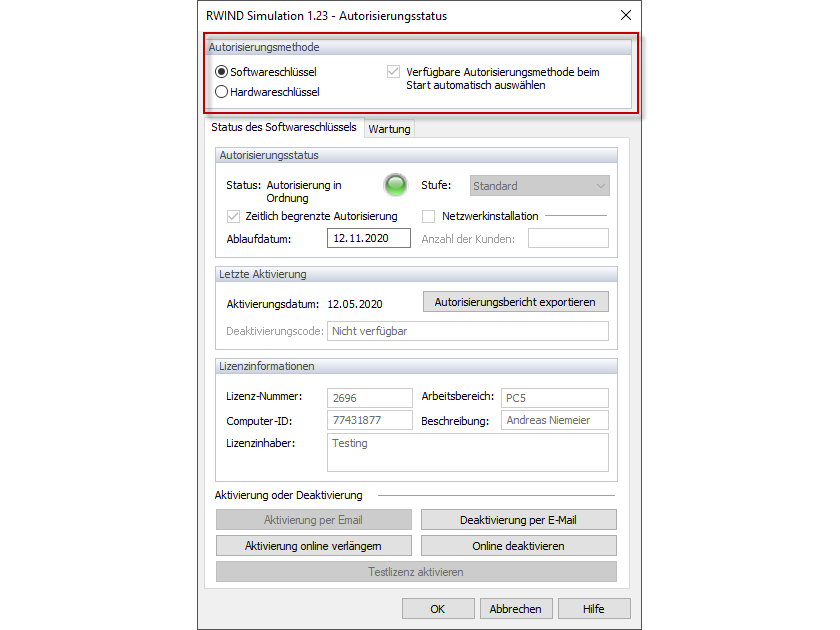 Licenciamento do RWIND Simulation