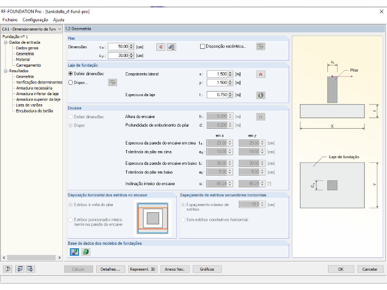 Janela "1.2 Geometria" no RF-/FOUNDATION Pro
