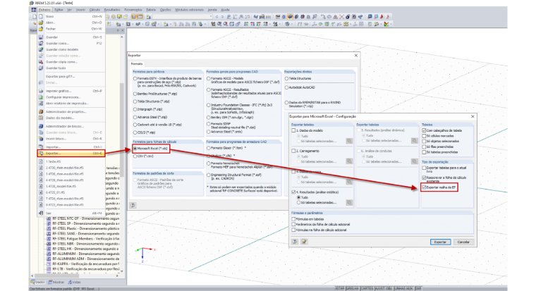 Exportar malha de EF para o Excel