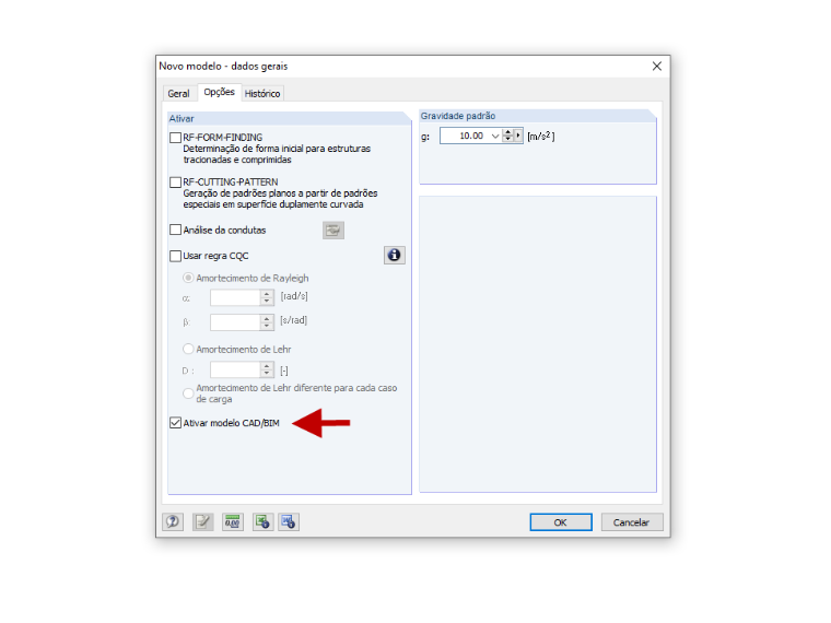 Ativação do ambiente do modelo CAD/BIM