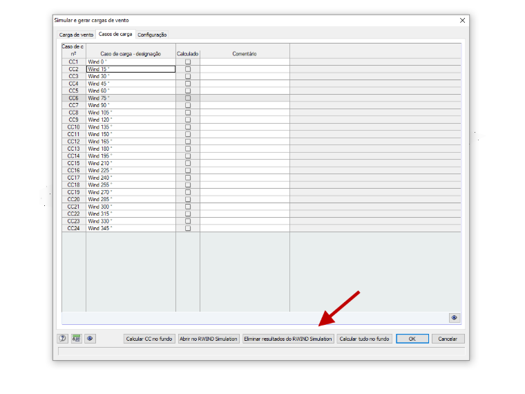 Eliminar resultados do RWIND Simulation