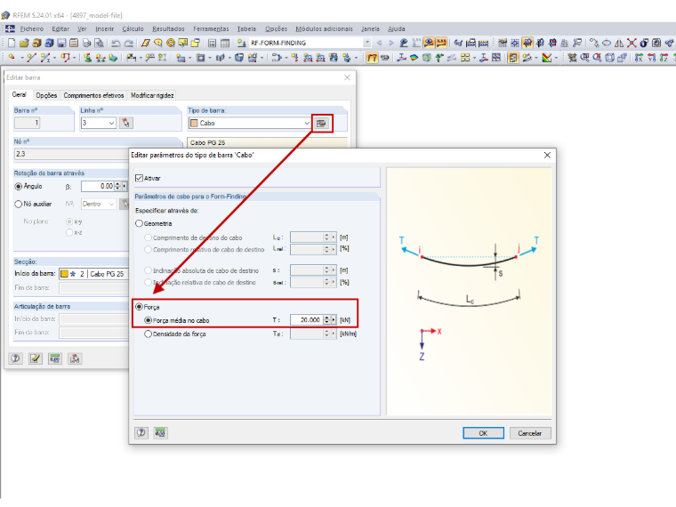 Parameter des Stabtyps "Seilstab"