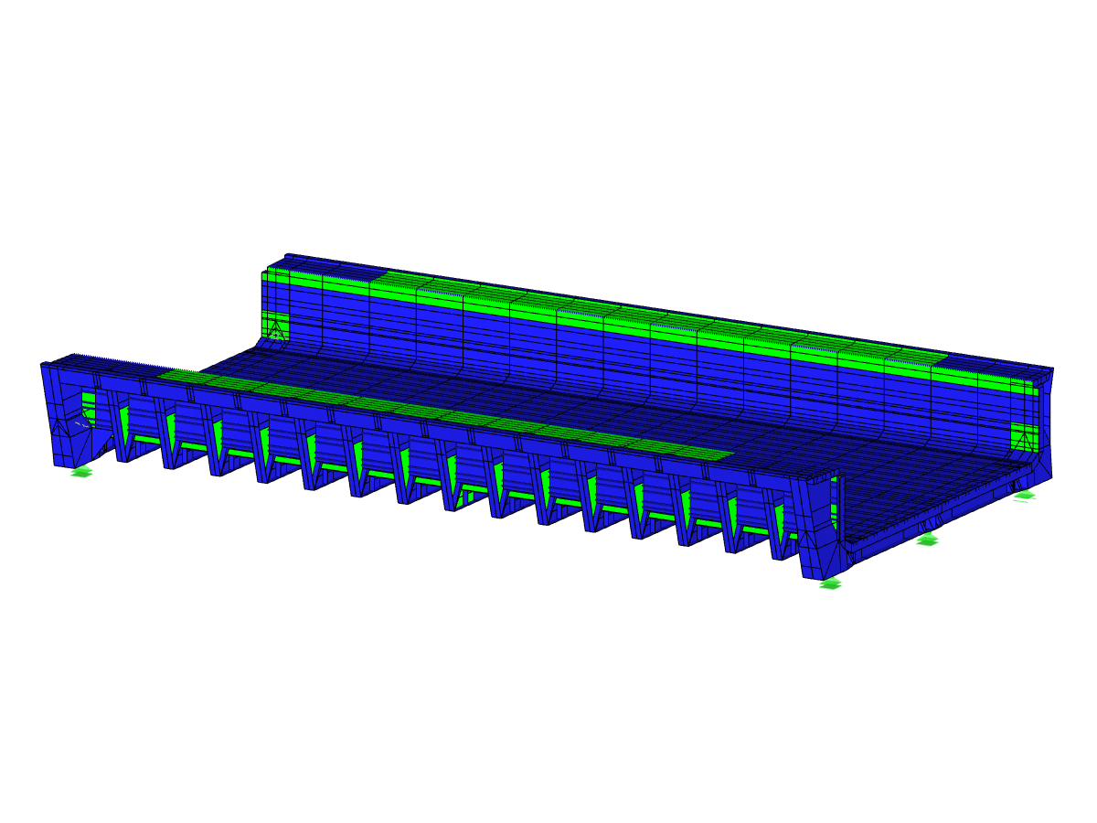 Ponte com tabuleiro inferior no RFEM (© Meyer + Schubart VBI)