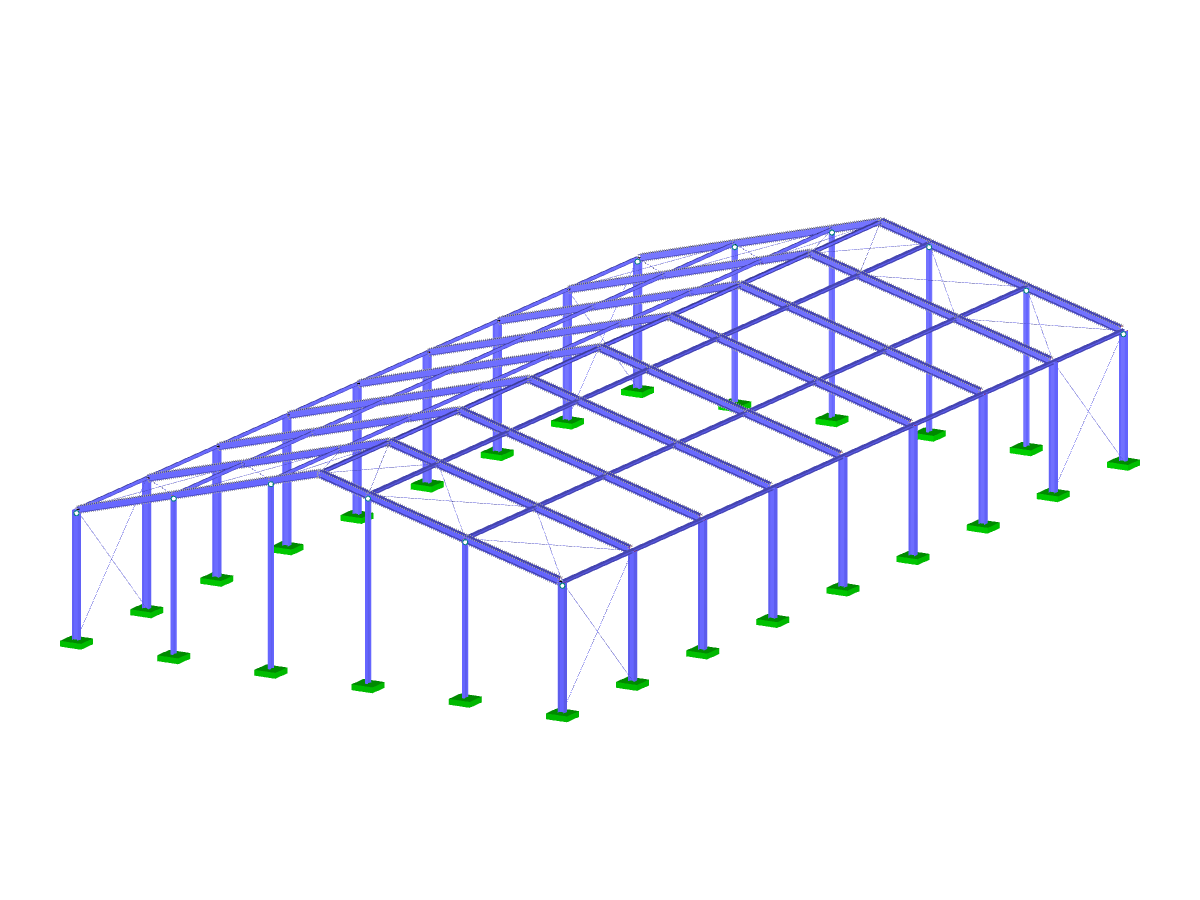 Estrutura de aço de um pavilhão simples