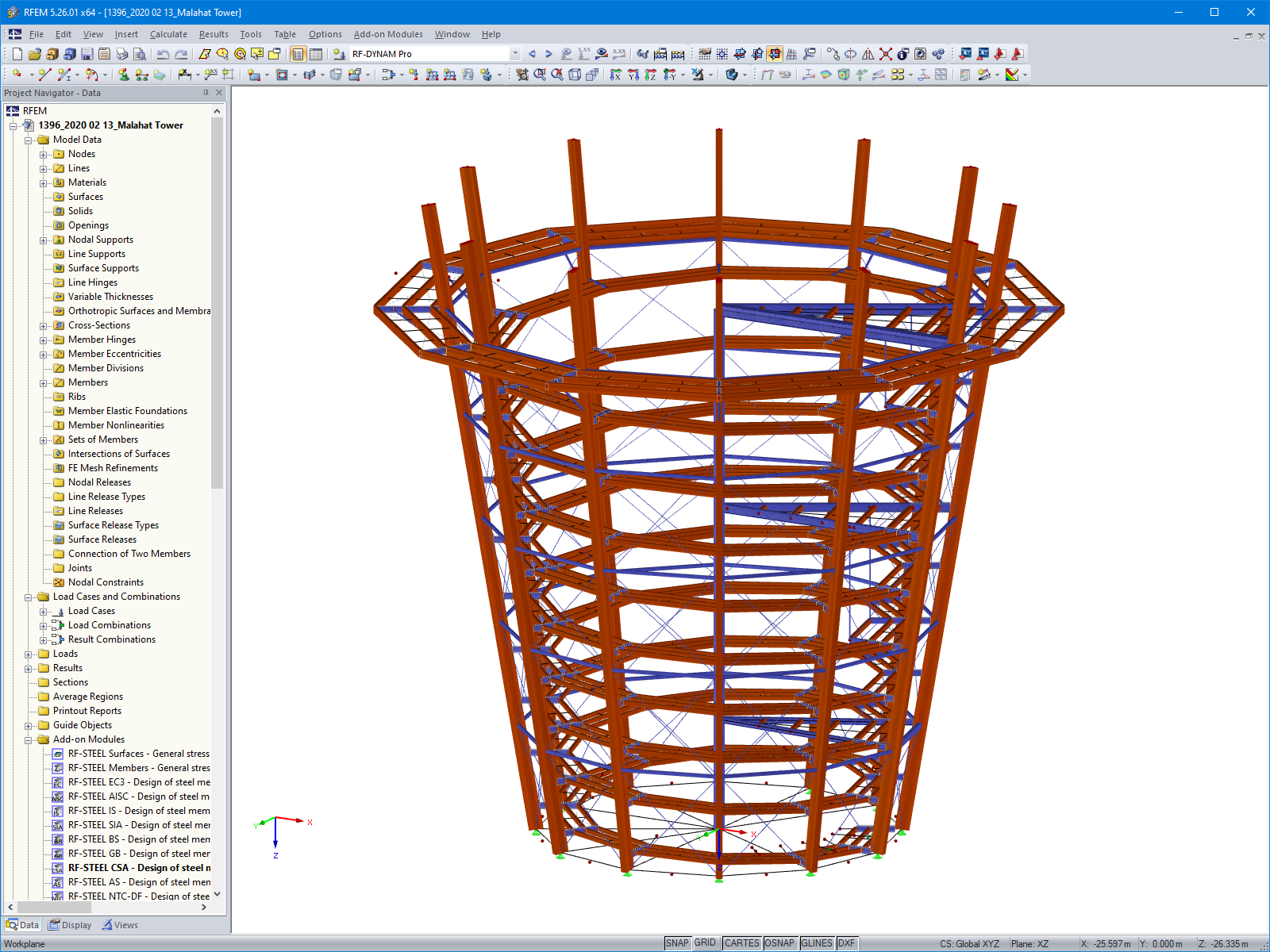 Modelo 3D da torre de observação Malahat SkyWalk no RFEM (© Aspect Structural Engineers)