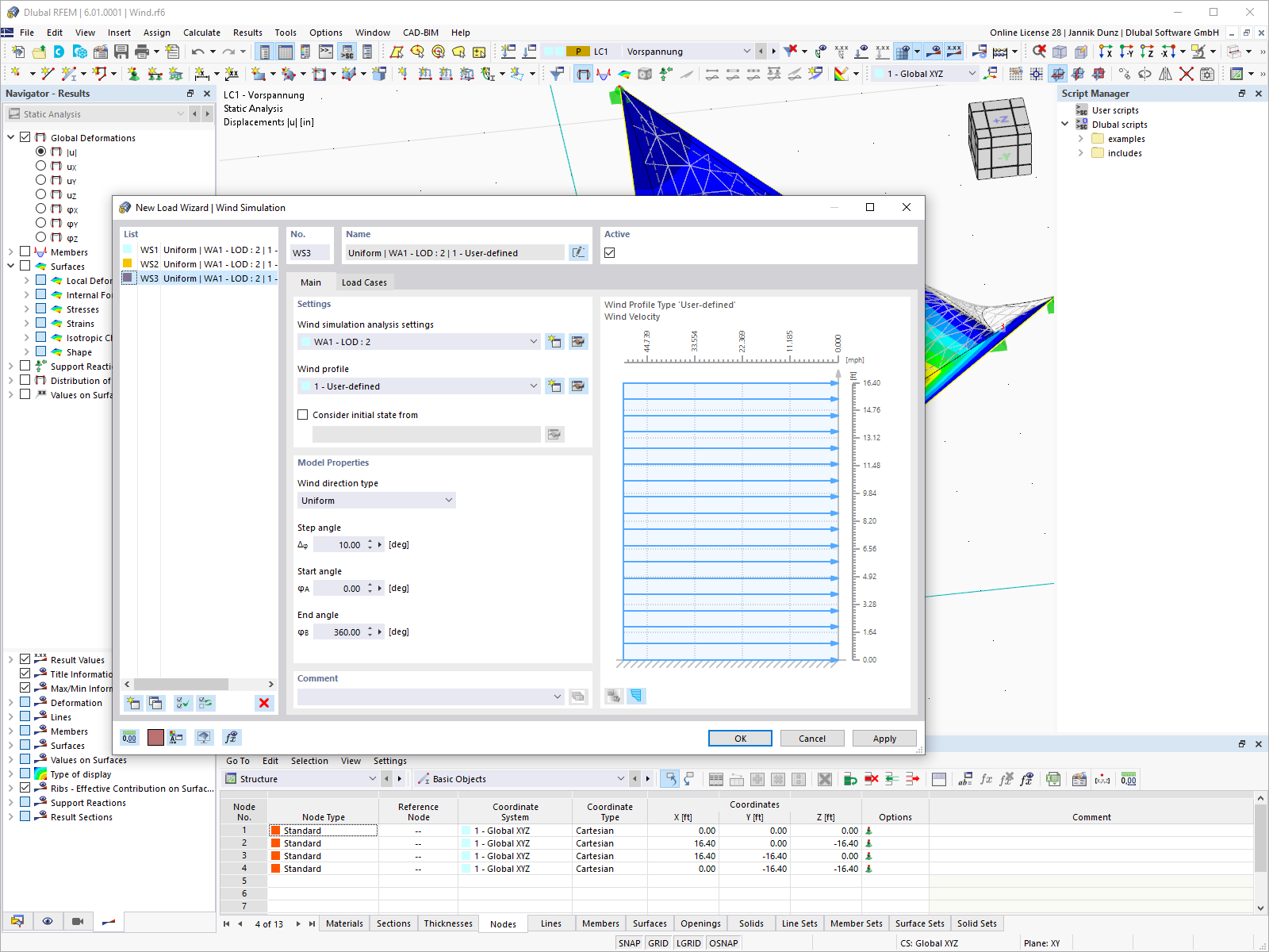 Assistente de cargas para simulação de vento no RFEM