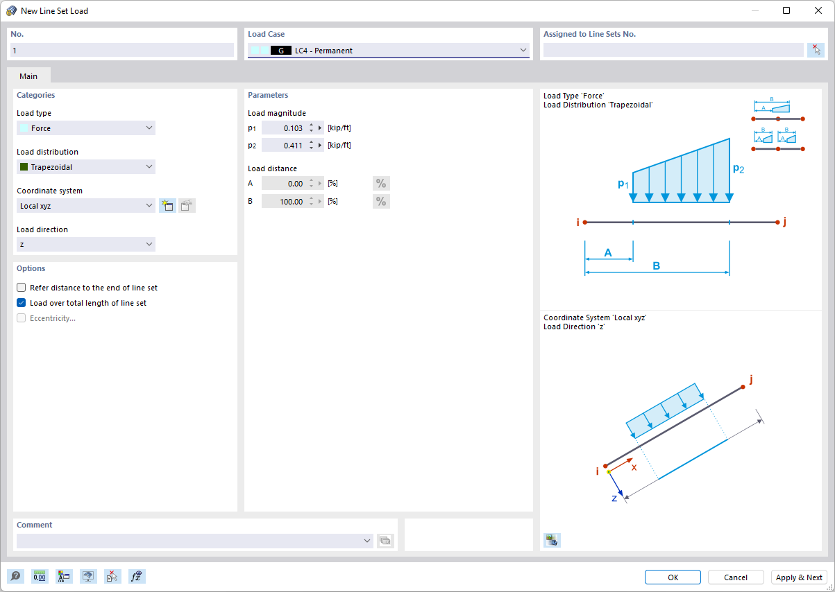 Caixa de diálogo ' Nova definição de linha '