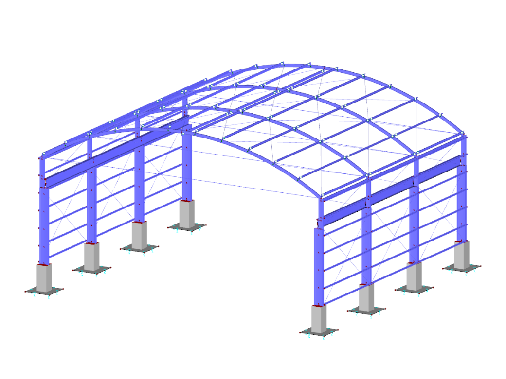 Armazém industrial com vigas de carril
