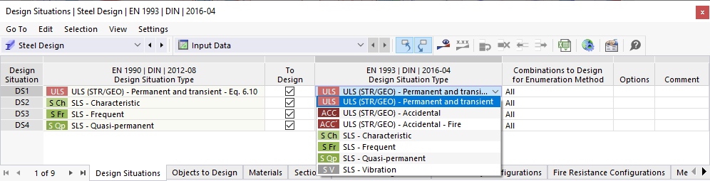 Atribuição do tipo de situação de dimensionamento para o dimensionamento em aço de acordo com a EN 1993