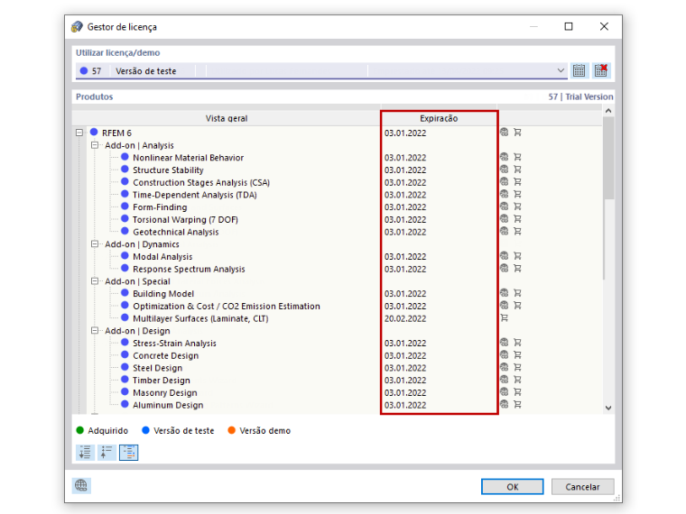 FAQ 005135 | Infelizmente, o período experimental da minha versão de teste do RFEM 6/RSTAB 9 já expirou. Como é que posso continuar a testar os novos produtos da Dlubal?